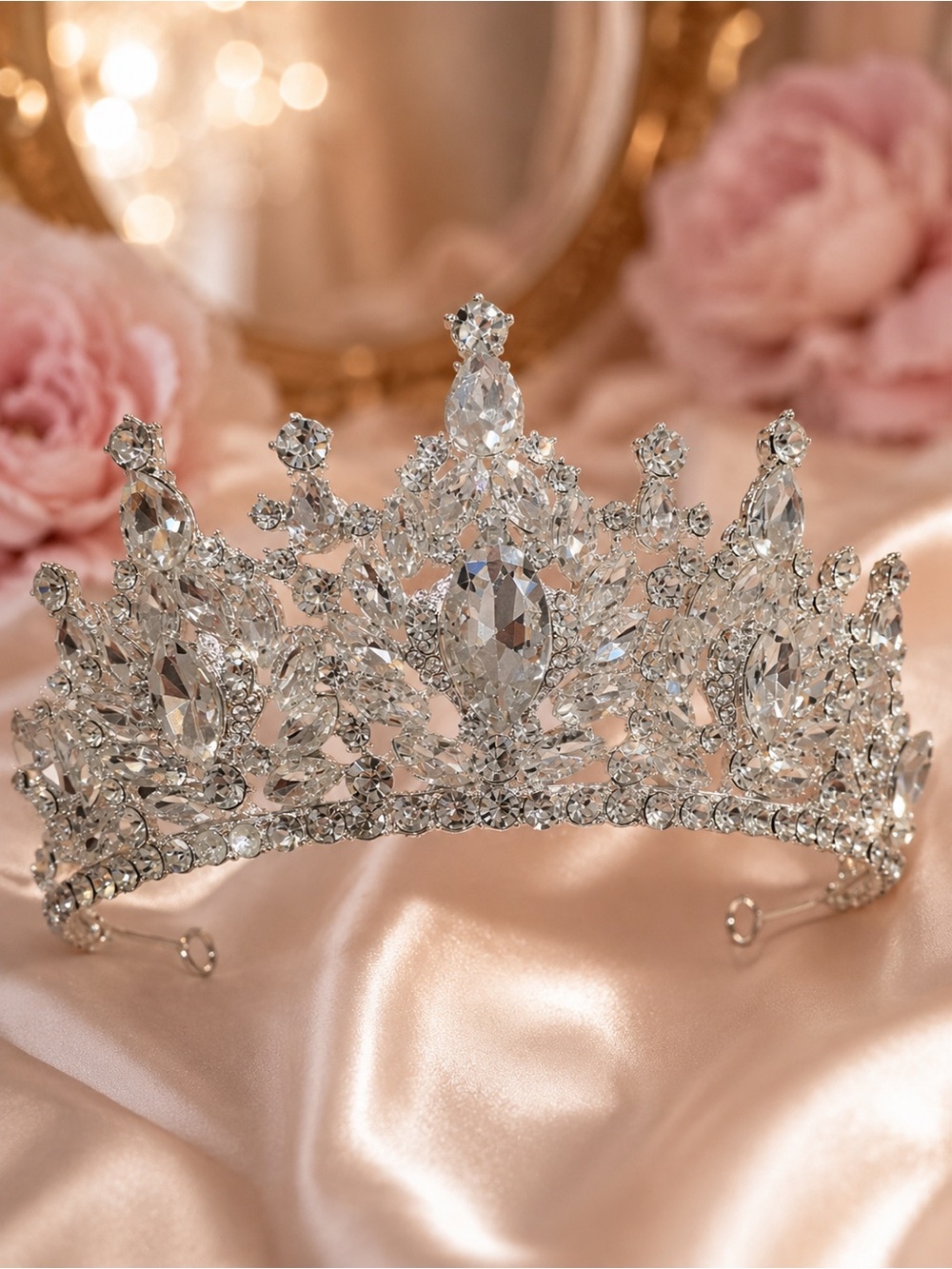 Crystal Bridal Tiara Crown - Silver Sparkle